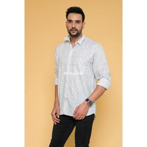 Chemise décontractée à manches longues en coton imprimé de blocs de style bohème fait à la main pour hommes, vêtements de plage d'été imprimés de créateur indien pour hommes - Product Image 3