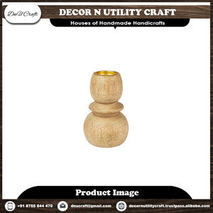 Candelabro de madera de mango natural hecho a mano Linterna de madera ecológica para decoración del hogar para eventos de Bodas de Navidad - Product Image 6