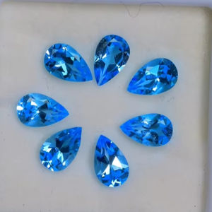 ลูกแพร์สวิสสีฟ้าบุษราคัมพลอยเจียระไนทรงหลวมหินบุษราคัมสีฟ้าขนาดพิเศษจากผู้ผลิต - Product Image 5