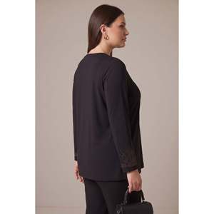 Suéter de punto islámico de talla grande, color negro - Product Image 2