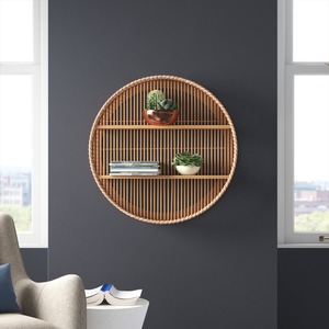 Round Bamboo Shelves Natural Wall <b>Storage</b> Shelf Best Price Eco Friendly Bookcase <b>Rack</b> for Room Decorations - Product Image 6
