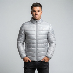 Veste d'hiver en toile matelassée pour homme, résistante à l'eau, couleur unie, fermeture éclair sur le devant, vêtements d'extérieur décontractés, ODM - Product Image 1
