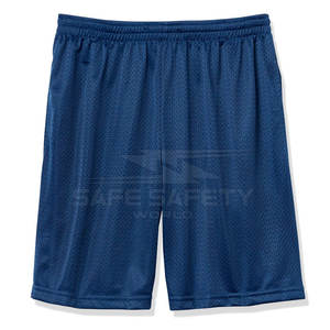 High Street Men's Mid 5 pulgadas Entrepierna Casual Jogging Shorts Patrón sólido Lona transpirable Bolsillos elásticos Venta al por mayor Malla rápida - Product Image 1