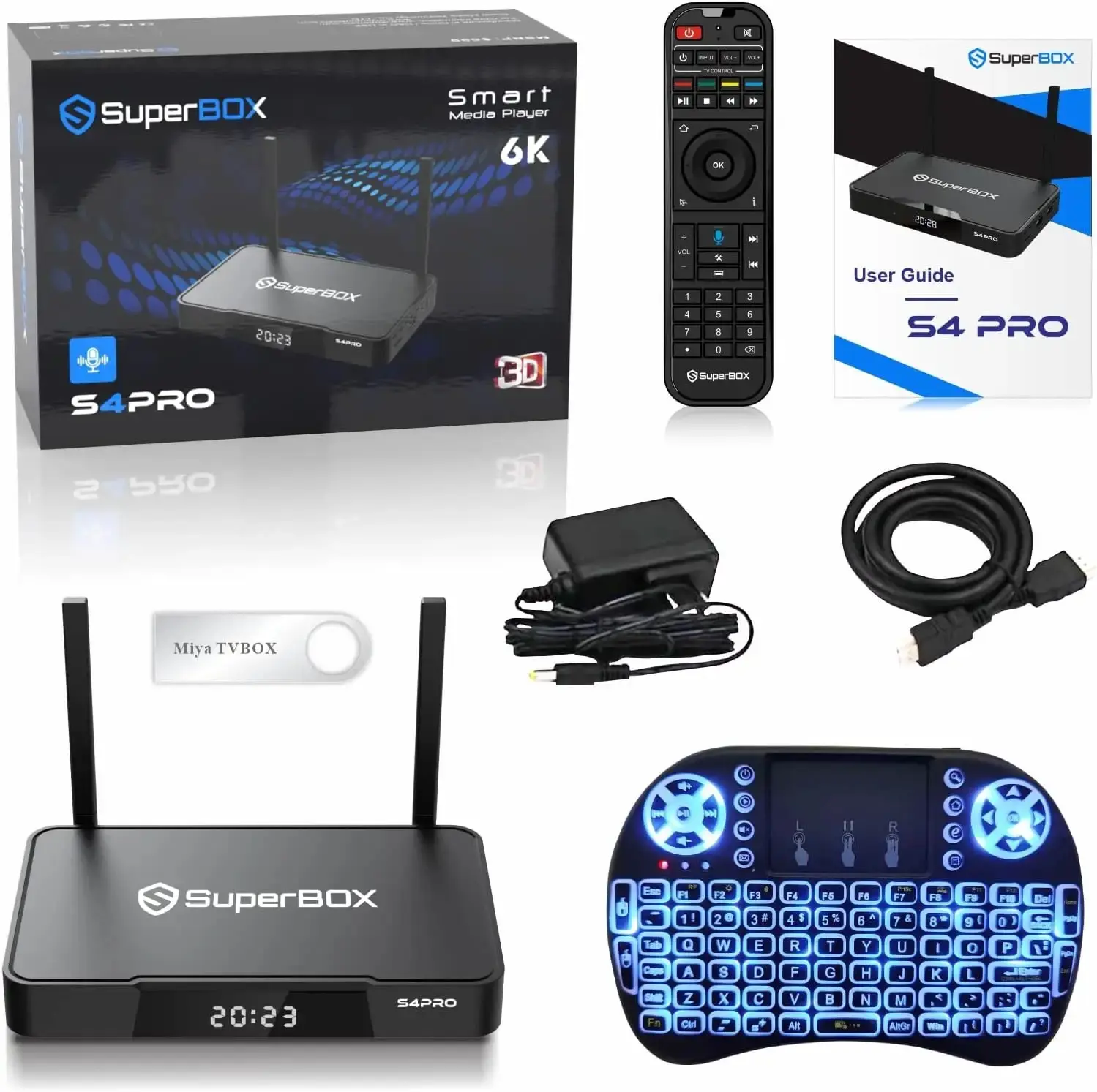 Pronto para enviar a caixa de TV SuperBox S4 PRO com controle remoto de voz de 2023