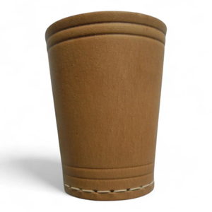 Gobelet à dés de luxe carré en cuir véritable brun naturel avec logo personnalisé, fait main, style vintage, en cuir de vachette - Product Image 3