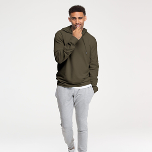 Sweat-shirt à capuche 100% coton crocheté pour hommes, imprimé bouffant, col doublé, pull-over surdimensionné Streetwear - Product Image 5