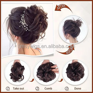 Chignon synthétique en fibre haute température de qualité supérieure, bouclé et désordonné, avec pince à griffes, couleur personnalisable pour femme - Product Image 4