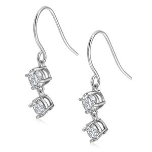 Lab Grown-pendientes de plata de ley 925 con <span class=keywords><strong>2</strong></span> piedras colgantes, joyería con diamantes de moissanita azul, para mujeres - Product Image 2