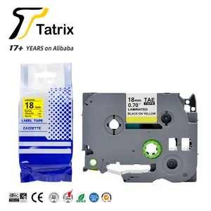 Tatrix RTS TZ641 TZe641 TZ-641 TZe-641 18mm Black on Yellow Compatible Laminated Label Tape Cartridge for Brother P Touch PT-310