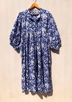 Robe midi en gaze de coton imprimée à la main, motif floral, vente en gros pour femmes, exportation au meilleur prix