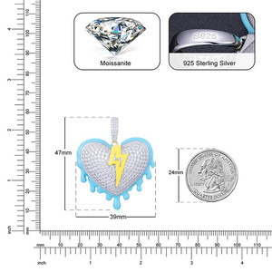 Nouveau collier pendentif en diamant VVS Moissanite à la mode 925 coeur foncé brillant élégant Style Hip Hop pendentifs à la mode et breloques - Product Image 6