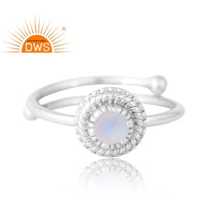 Design étonnant Bague en argent 925 pierre de lune arc-en-ciel naturelle Bijoux personnalisés pour femmes Cadeau pour elle - Product Image 3
