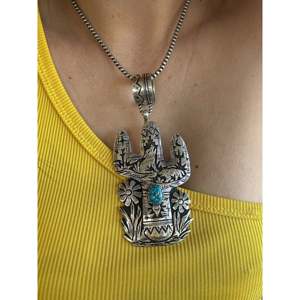 Pendentif Cactus en Argent Sterling Turquoise Tommy & Rose Singer Kingman - Product Image 2
