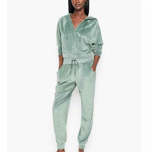 Women's Winter 2-Piece Velvet Tracksuit <b>Set</b> Cotton Fall <b>Clothing</b> Solid Pattern Hoodies Sweat Suit for <b>Girls</b> Washed Tracksuits - Product Image 3