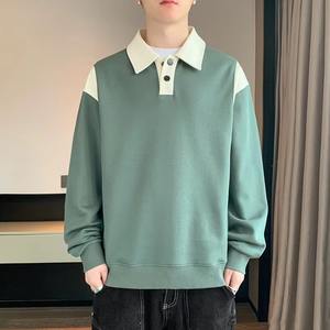 Vente en gros d'usine de streetwear polo décontracté pour homme sweat-shirt à manches longues pull oversize col à revers personnalisé - Product Image 3