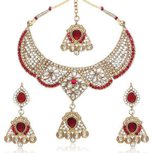 Ensemble de bijoux fins Kriaa Collier plaqué or 1100634 avec pierre rose d'Autriche - Product Image 1