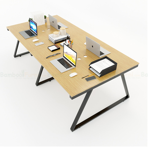 โต๊ะกลุ่ม 4 ที่นั่ง BFTB2012 TrapezBamboo II ขนาด 240x120 ซม. ดีไซน์เรียบง่ายแบบดั้งเดิม ขาเหล็ก สำหรับห้องประชุม - Product Image 1
