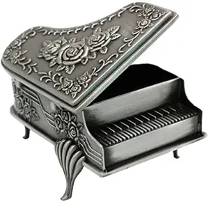 Intera vendita portagioie in metallo nero a forma di pianoforte orecchino collana scatola di immagazzinaggio anello braccialetto scatola ricordo per ragazze