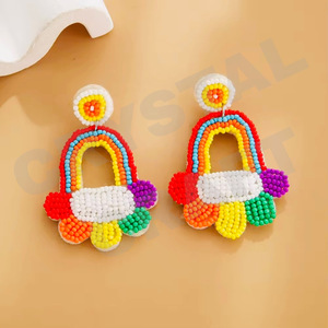 Christmas Dangle Earrings New Arrival Cross-Border Handmade <b>Beads</b> Gold Trendy Creative for Parties Christian Style - Product Image 4