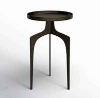 Table d'appoint de luxe moderne en métal, finition antique, faite à la main, avec plateau rond, personnalisable en usine, pour salon ou comme table basse.
