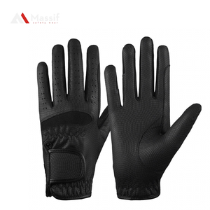 Guantes de equitación de cuatro vías con logotipo personalizado, Palma de cuero sintético portátil con impresión de silicona para jinetes propietarios de caballos - Product Image 4