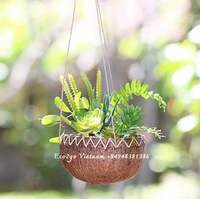 Pot Tanaman dari Tempurung Kelapa/Pot Gantung dari Tempurung Kelapa/Pot Tanam dengan Gantungan Bunga Ramah Lingkungan Tahan Lama untuk Penggunaan di Lantai Eco2go Vietnam