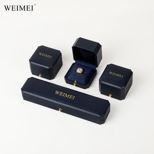Weimei กล่องเครื่องประดับงานหัตถกรรมหัตถกรรมหนังสีฟ้าปั๊มร้อนงานออกแบบได้ตามต้องการสำหรับแกนกลางด้านในที่ปรับแต่งได้ - Product Image 1