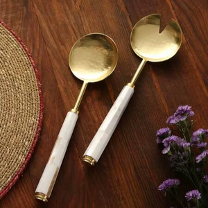 Set de serveurs à salade design Poignée en marbre Ustensiles de cuisine pour table, maison, restaurant, fête - Product Image 1