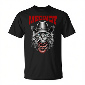 T-shirt Western Meowdy avec chapeau de cowboy et chat, design promotionnel amusant pour les amoureux des chats - Product Image 2