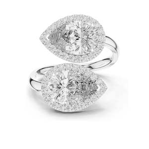 Bague halo en diamant de laboratoire de forme poire de 0,64 ct pour femmes, clarté VVS-VS EF, or 18 carats, 14 carats, 10 carats et argent 925, rose, jaune - Product Image 2