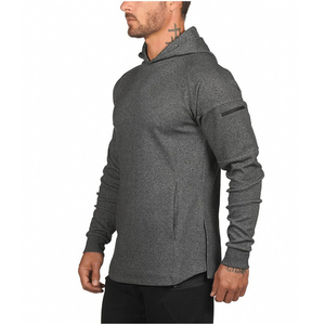 Venta al por mayor de fábrica de los hombres de nueva moda personalizada Regular Fit Pullover Hoodie Hip Hop estilo bordado Logo Puff mangas sólido - Product Image 4