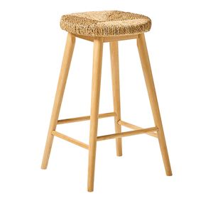 Les tabourets de bar Shoto sont en bois de teck massif et corde tissée avec une finition naturelle pour l'intérieur et l'extérieur. - Product Image 3