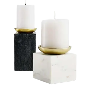 Белая мраморная основа или черная мраморная основа с латунным верхом для подсвечника для свадебных декоративных свечей