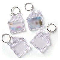 Individuelles Logo Größe Verpackung Blanko Klarer Acryl-Fotorahmen Schlüsselanhänger Hausform DIY Bild-Einsatz Schlüsselring Mehrere Formen