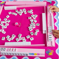Tapis de Mahjong Magnétique Rose en Bois, Style Américain Minimaliste, Fait Main, Portable, Transparent, Haut de Gamme, avec Table Optionnelle