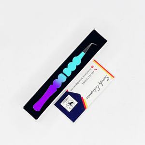 Pinzas para Pestañas de Acero Inoxidable con Recubrimiento en Polvo de Dos Tonos y Logotipo Personalizable, Punta Plateada Delgada de 90 Grados, 10 mm, Antiestáticas, Nuevo Agarre - Product Image 2