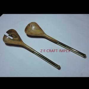 Juego de servidor de ensalada de madera con logotipo de boda de hotel de lujo Color personalizado Mango cómodo de madera MOQ bajo para cucharas de cocina - Product Image 6