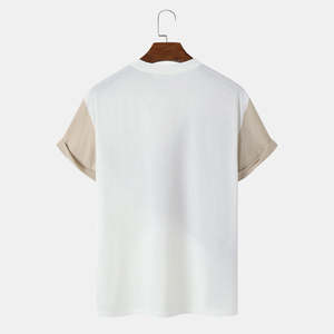 T-shirts pour hommes à col rond, de bonne qualité, 100% coton, coupe classique, à carreaux colorés, respirants, à manches courtes, en tissu peigné - Product Image 2