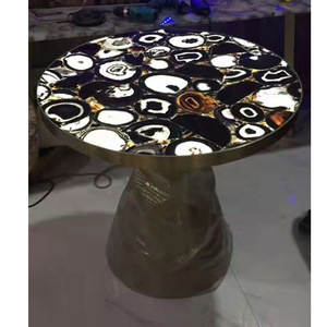 Backlit <b>Crystal</b> Agate Side Table Translucent Luxury Countertop for Living Room Decor - Product Image 1