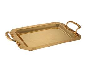 Bandeja Rectangular Dorada con Asas, Diseño Elegante y Premium para Servir y Decoración del Hogar, Vajilla, Precio al por Mayor - Product Image 2