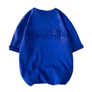 2025, venta al por mayor, camisetas en relieve para hombre, camiseta Unisex de alta calidad, logotipo personalizado en relieve 3D gráfico 100% algodón de talla grande - Product Image 6