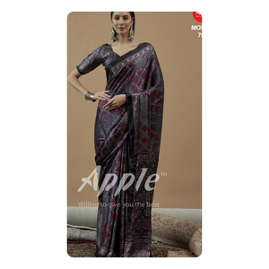 Saree de satén japonés brillante con cortina cómoda en material suave para funciones de oficina o uso regular - Product Image 3