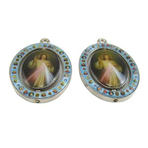 Llavero con Cruz giratoria de doble cara, con icono religioso de Jesús, Medalla de la piedad - Product Image 2