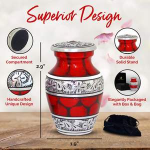 <b>Small</b> Red Urns for Human Ashes - Keepsake Urns Set of 4 with Premium <b>Box</b> & Bags - Mini Cremations Urns for Ashes - Honor Your - Product Image 6