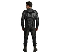 Blouson de moto en cuir blindé Dark Knight - Style urbain tendance avec logo frontal, respirant et coupe-vent, design hivernal