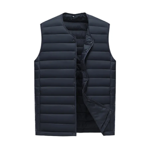 Wholesale <b>Men's</b> Winter Casual Reversible <b>Lightweight</b> Cotton-<b>Padded</b> <b>Jacket</b> with Custom Buttons Designer Puffer Vest in Plus Sizes - Product Image 4