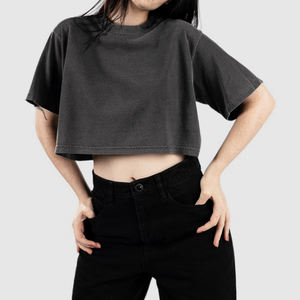 เสื้อยืดเอวลอยสำหรับผู้หญิงใส่ในฤดูร้อนเสื้อยืดพิมพ์ลายคุณภาพสูงย้อมสีล้วนคอลเลกชันล่าสุด - Product Image 1