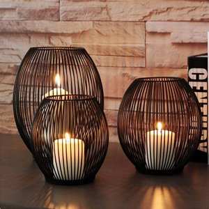 Accesorios de mesa de vidrio de metal Portavelas Pilar de vela hecho a mano para decoración del hogar y la boda en precio al por mayor - Product Image 4