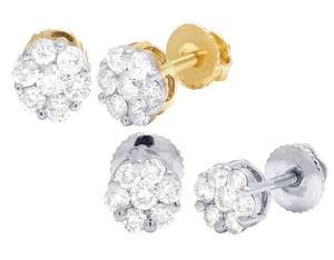 Boucles d'oreilles en argent sterling S925 Moissanite Round Diamond Stud Flower Cluster pour femmes - Product Image 3