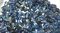 2025 fait à la main naturel bleu profond Kyanite Cabochon effet argenté Quartz cristal anneau pendentif opale fabrication de bijoux guérison ovale Lot